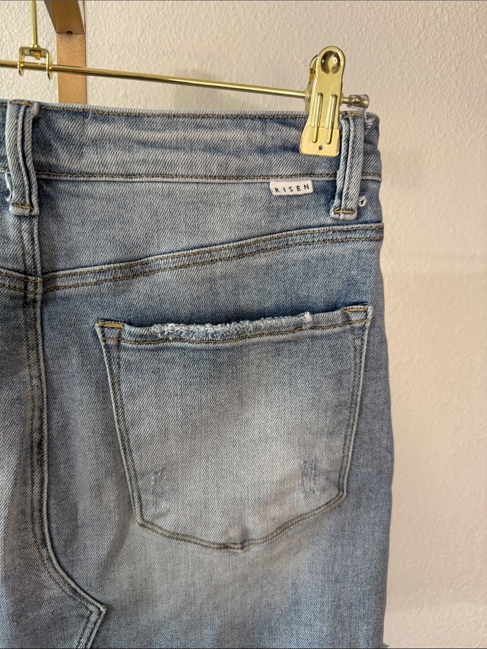 Womens Distressed Light Blue Denim Skirt - Picture 6 of 8